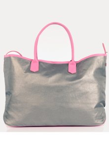 Large Travel Tote in Pink Silver Metallic by Jam Love London