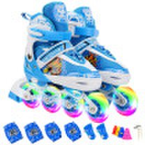 Armor warrior children skates men&women roller shoes outdoor toys full flashing roller skates KJ336 blue M code