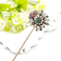 Fashion Turkish Women Flower Hair Sticks Arabia Resin Hairpin Jewelry Antique Gold Color India Bride Comb Tight Updo Hair Clasp