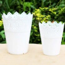 Joy Collection - Green creative flowerpot artificial flower hollow plastic flower basket white 6 pack large 3 small 3