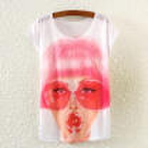 Duopindun - Hot women summer loose t-shirt lashes printed white t-shirts tops tees one size