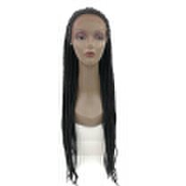 Lace Front Human Hair Braiding Wigs Straight Black Heat Resistant Hair Big Box Braids Synthetic Wigs For Black Woman