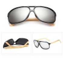 Vintage Bamboo Sunglasses Men Wooden Sun glasses Women Mirror Eyeglasses Personality HD Lens -Black Grey