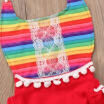 2018 Newborn Infant Baby Girl Romper Rainbow Bodysuit Sunsuit Clothes Outfits CA