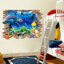 3D Blue Dolphin Ocean World Colorful Wall Sticker Decal Kids Mural Nursery Decor