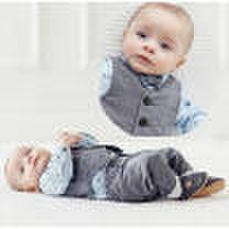Meihuid - 3pcs costume bébé garçon haut chemise gilet pantalon cravate tenues ensemble