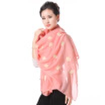 ANSIYU AH lady scarf casual fashion cotton scarf shawl dandelion embroidery long scarf AH1 pink