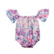 AU Floral Toddler Baby Girls Kids Off Shoulder Ruffle Romper Shorts Outfits