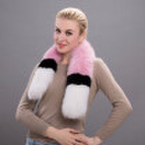 Autumn&winter new fashion female fox scarf natural fox fur warm color color matching striped scarf party elegant gift discount