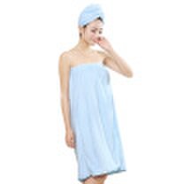 Joy Collection - Bamboo of the home home bamboo fiber soft&soft water to increase the wiping chest skirt gift dry hair cap blue