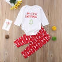 Meihuid - Ca toddler baby girls boys christmas rompermoustache print pants outfit clothes