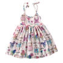 Cartoon Graffiti Toddler Baby Girl Princess Dress Summer Party Dress Size 1-6 Y