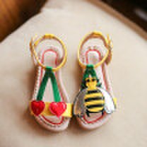 Children Shoes Girls Sandals 2018 Summer Fashion Cute Cartoon Love Cherry Bees PU Leather Soft Toddler Baby Shoes Kids Sandals