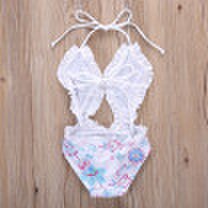 Childrens Floral Prints One Piece Swimming Suit