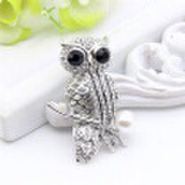 Cute Owl Brooch For Women Jewelry Owl On Branch Hollow Simulated-Pearl Animal Rhinestone Broches Brooches Ladies Lapel Pin Gift