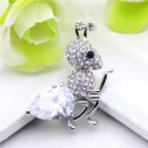 Cute Women Ant Brooch Pin Rhinestone Big crystal Jewelry Gold Color Animal Brooches Broches Lady Lapel Scarf Pin Ant Men Badge