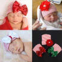 Fashion Newborn Baby Girls Kids Floral Bowknot Chrismas Hat Head Wraps Cap