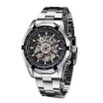 Fashion Semi-Automatic Mechanical Watch Skeleton See-through Dial Hand-winding Top Luxury Brand Men Wristwatch