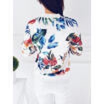 Fashion Womens Ladies Retro Floral Zipper Up Bomber Jacket Casual Coat Outwear