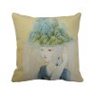 Hats Beauty Chinese Antique Illustrator Polyester Toss Throw Pillow Square Cushion Gift