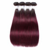 HCDIVA Brazilian Hair 4 Bundles Ombre Color 1B99j Virgin Human Hair Extensions Ombre Dark Roots Straight Hair Weave Bundles