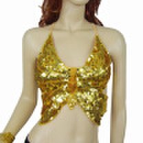 High Quality Brand New Women Cheap Sequin Belly Dance Sexy Butterfly Top Straps Belly Dancing Costume Tops