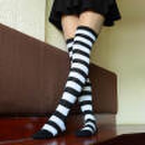 Duopindun - Hot womens over knee long stripe print ladies thigh high striped patterned socks