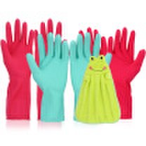 Jingdong Supermarket Fangcao clean 4 sets of household chores clean gloves strong glue durable special 3 double into the cartoon towel towel