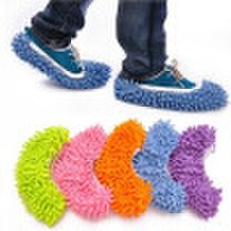 Jingdong supermarket green reed creative chenille clean shoe cover lazy wiping slippers sets 2 pairs of colors random
