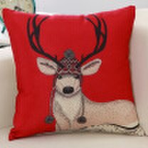 Jiuzhou deer pillow home textile cartoon flax style pillow sofa cushions office pillow bedside backrest car waist cushions waist pillow cushion core deer 45 45cm