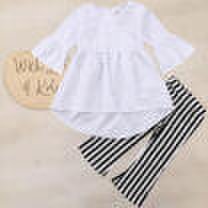 Kids Baby Girl Fashion Tops T-Shirt Blouse Shirt Striped Wid Leg Pants Outfits F