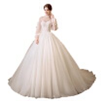 Long Sleeves Coat Strapless Lace Up Pearl Sweep Train Ball Gown Wedding Dress