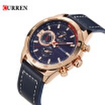 Great Power Star - Luxury quartz mens watches pu leather 30m water-resistant casual sports style man wristwatch business watch for man w 3 sub-dials