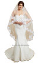 Mariage Cheap Long Lace Edge Wedding Veil Ivory White Cathedral Wedding Veil Velos de Novia Wedding Accessories