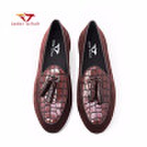 Men loafers Genuine Leather&Nubuck Leather stitching with Tassels men handmade luxurious flats Mens banquet classic loafer