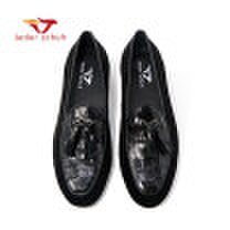 Men loafers Stitching leather leather loafer Tassels Design collocation wedding&party shoes