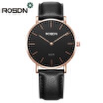 Mens Watches Women Wrist Watch Top Brand Luxury ROSDN Simple Design Ultra Thin Quartz Watch Casual Leather Lovers Watches