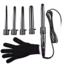 Multifunctional 5 in 1 Interchangeable Hair Curling Iron Multi-size Roller with Heat Resistant Gloves Hair Styling Set