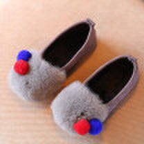 Tosjc - New fashion rabbit fur girls shoes autumn winter kids princess slip on casual shoes children shoes for girl