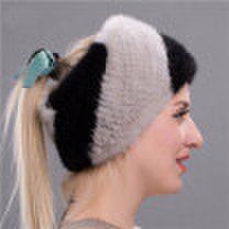 New quality Winter New Mink Scarf Women Real Mink Fur Hat Knitted Mink Fur Headband Muffler Ring Russian Elastic Neckerchief