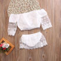 Newborn Infant Baby Girl Off Shoulder Lace Party Tops Shorts Outfits Set Clothes