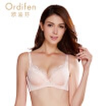 Ou Difen thin section bra thin smooth sexy underwear ladies bra XB7221 jade powder orange 3680C