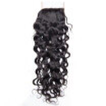 Landot - Peruvian virgin hair lace closure water wave size 4x4 inch freemiddle3 part wet&wavy human hair closures natural black color