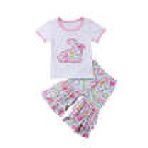 Toddler Kids Baby Girls Easter Outfit Clothes T-shirt TopsFloral Pants 2PCS Set