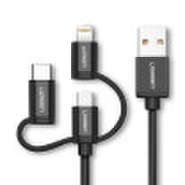 UGreen 30785 iOS&Andriod&Type-C 3-in-1 USB Charging Cable MFi Certified 15m Black for iphone Xs MaxXRX876 MIHuawei