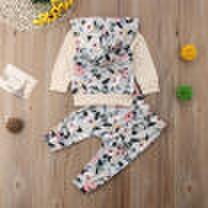 US Toddler Kid Baby Girl Hooded Tops Sweatshirt Long Pants Floral Outfit Clothes