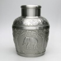 Oriental Pewter Pewter Tea Storage Caddy -TPCL5- Hand Carved Beautiful Embossed Pure Tin 97 Lead-Free Pewter Handmade in Thailan