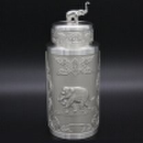 Oriental Pewter -Pewter Tea Storage Caddy TPCM1E Hand Carved Beautiful Embossed Pure Tin 97 Lead-Free Handmade in Thailand