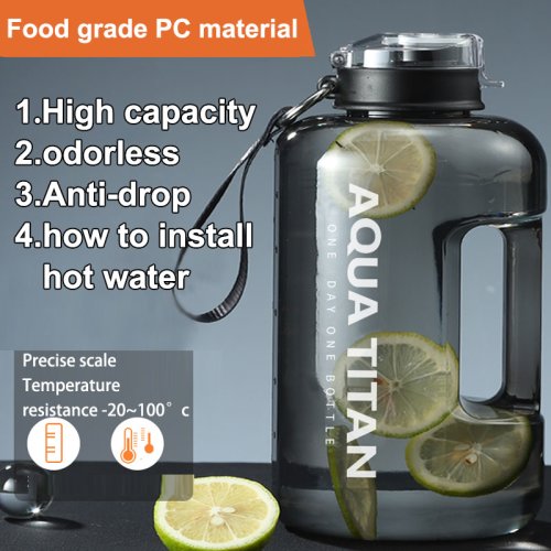 1500ML Gym Water Bottle with Motivational Time Marker and Handle Large Capacity Leak-proof Big Water Jug