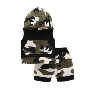2-piece Baby / Toddler Boy Camouflage Hooded Top and Shorts Set